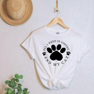 T-shirt, women's shirt, cat mom, coffee and my cat